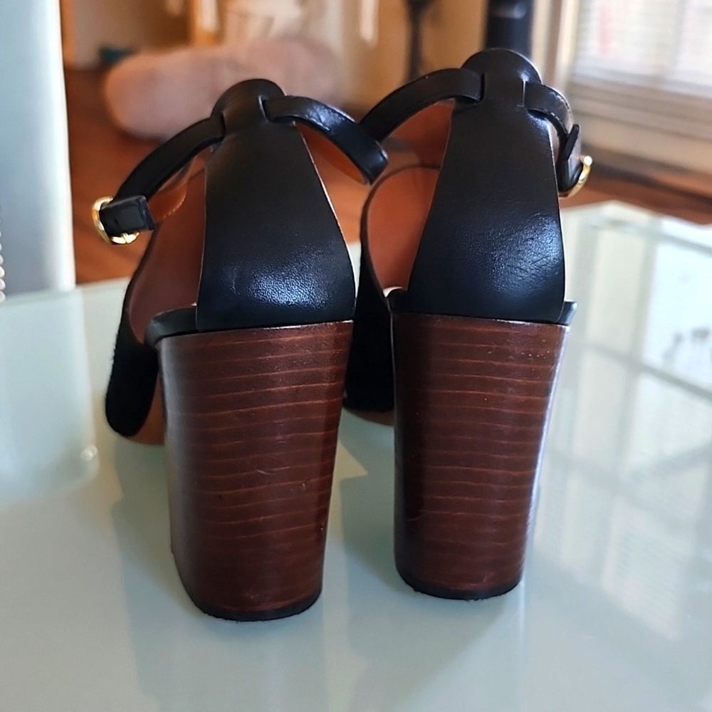 Celine Crosta T Strap Block Heel Sandals Sculptural Edgy Chic Size 37 US Size 7 - Picture 4 of 11